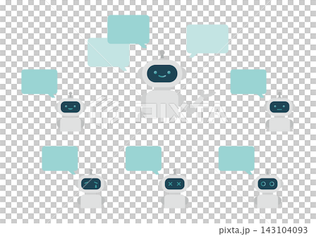 AI機器人與對話氣泡向量插圖素材（表情集）2 143104093