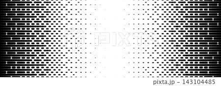Vanishing geometric linear halftone pattern. Faded line pixel background. Abstract dashed screentone gradation bg. Rasterized dither transition texture. Comic hatch diffuse overlay. Vector 143104485