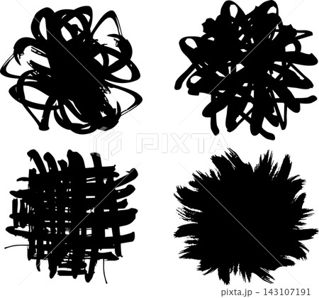 筆で手書き風 塗りつぶしたような筆ストロークのセット 筆で手書き風 塗りつぶしたような筆ストロークのセット 143107191