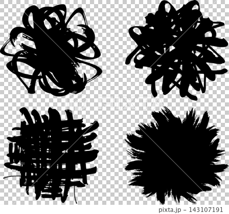 筆で手書き風 塗りつぶしたような筆ストロークのセット 筆で手書き風 塗りつぶしたような筆ストロークのセット 143107191