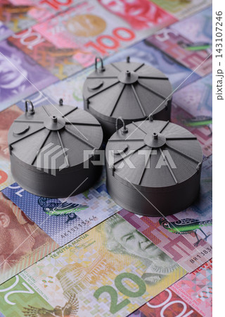 Liquefied gas storage tanks set representing the concept of supply . Liquefied gas tanks 143107246