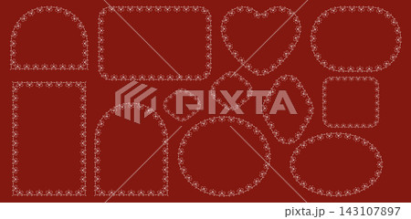 Lace Bow Border Frame Ribbon Garland Heart Oval Circle Arch Decorative Coquette Trim Edge Vector Illustration Set 143107897