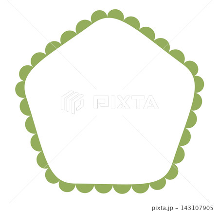 Lace Scallop Border Pentagon Frame Sage Green Decorative Trim Label Edge Vector Illustration Isolated Template Minimal 143107905