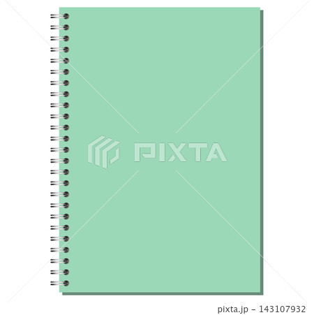 Spiral Notebook Page Green A4 Portrait Side Coil Bound Blank Editable Stationery Classic Vector Art Modern Clean 143107932