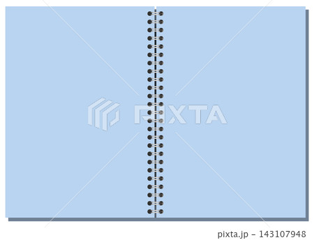 Spiral Notebook Page Blue A4 Landscape Center Coil Bound Blank Editable Stationery Horizontal Vector Art Modern 143107948