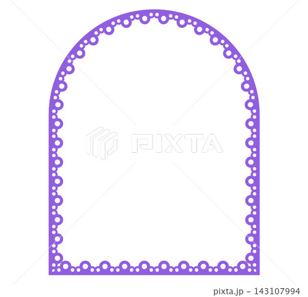 Bubble Eyelet Lace Arch Border Frame Lavender Purple Broderie Anglaise Scalloped Cutwork Trim Vector Illustration 143107994