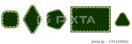 Dotted Eyelet Scallop Lace Border Frame Set Green Square Diamond Rectangle Triangle Pentagon Trim Vector Illustration 143108002