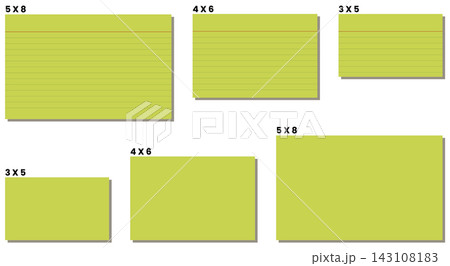 Green Index Card Set Ruled Blank Printable Stationery Template Vector Illustration Minimal Educational Office Design 143108183
