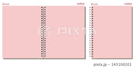 Spiral Notebook Page Set Pink Letter Portrait Landscape Side Center Coil Bound Blank Editable Stationery Paired Vector Spiral Notebook Page Set Pink Letter Portrait Landscape Side Center Coil Bound Blank Editable Stationery Paired Vector 143108201