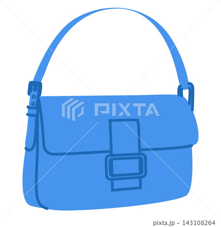 Baguette elbow silhouette bag. Fashion accessory technical illustration. Vector satchel front 3-4 view for Men, women 143108264