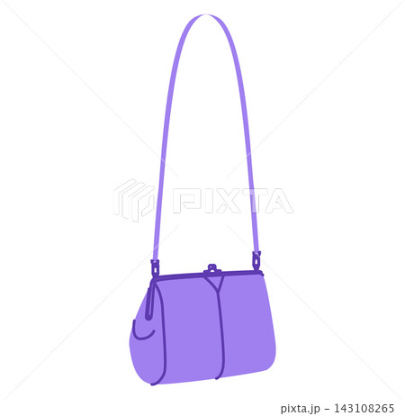 Kiss Lock Cross-Body Bag Handbag with removable strap options. Fashion accessory technical illustration. Vector 143108265