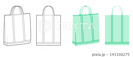 Tote Bag silhouette bag. Fashion accessory technical illustration. Vector satchel front 3-4 view for Men, women, unisex Tote Bag silhouette bag. Fashion accessory technical illustration. Vector satchel front 3-4 view for Men, women, unisex 143108275