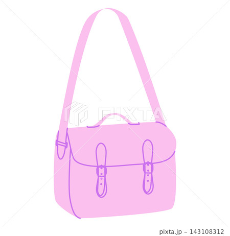 Satchel Cross-Body Bag messenger silhouette bag. Fashion accessory technical illustration. Vector satchel front 3-4  143108312
