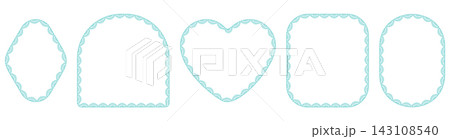 Bold Eyelet Scallop Lace Border Frame Set Cyan Diamond Arch Heart Square Oval Broderie Anglaise Trim Vector Illustration Bold Eyelet Scallop Lace Border Frame Set Cyan Diamond Arch Heart Square Oval Broderie Anglaise Trim Vector Illustration 143108540