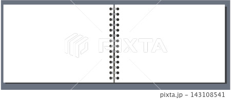 Unlined Spiral Notebook Page Extended Centerbound Layout White Blank Paper Silver Coil Stationery Vector Artwork 143108541