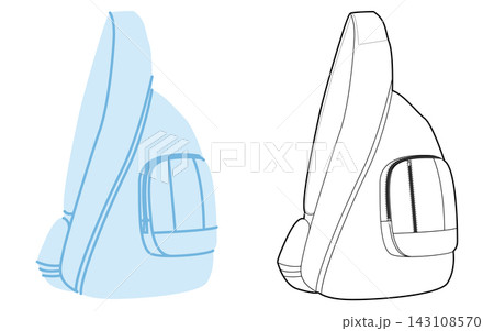 Sling Bag backpack silhouette bag. Fashion accessory technical illustration. Vector satchel front 3-4 view for Men 143108570