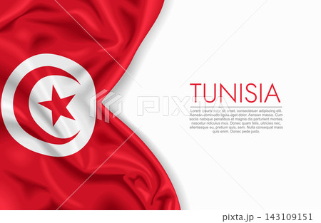 Tunisian waving national flag, ideal for patriotic design themes and national holidays. Vector illustration. 143109151