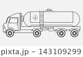 Black line art vector of fuel transport truck and logistics 143109299