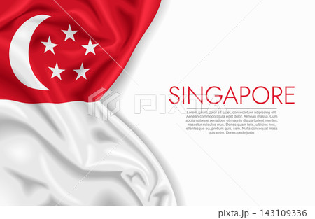 Singaporean waving national flag, ideal for patriotic design themes and national holidays. Vector illustration. 143109336