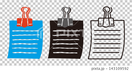 一套用夾子固定的紙質備忘錄和文件 | 文具和辦公用品向量圖 一套用夾子固定的紙質備忘錄和文件 | 文具和辦公用品向量圖 143109592