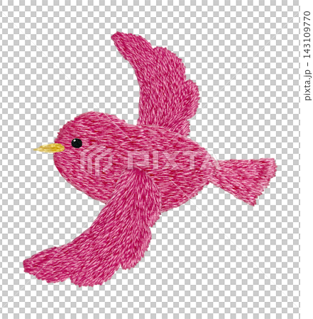 【粉紅小鳥】手工刺繡插畫材質 【粉紅小鳥】手工刺繡插畫材質 143109770