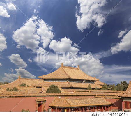 Forbidden City (against the sky with clouds), Beijing, China -- was the Chinese imperial palace from the Ming Dynasty to the end of the Qing Dynasty 143110034