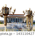 Mausoleum of Mao Zedong and street lamp (carved, on white background), Tiananmen Square, Beijing, China 143110427