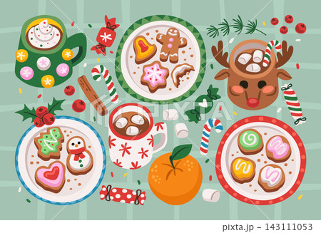 Gingerbread Cookies With Cocoa Holiday Cartoon Gingerbread Cookies With Cocoa Holiday Cartoon 143111053