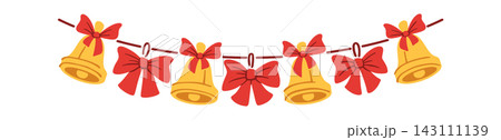 Bell Garland Hanging With Bows Cartoon Bell Garland Hanging With Bows Cartoon 143111139