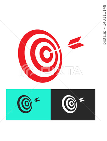 Red Target Board and Flying Dart Icon Set Red Target Board and Flying Dart Icon Set 143111148