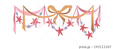 Garland Hanging With Bow Cartoon Style Garland Hanging With Bow Cartoon Style 143111167