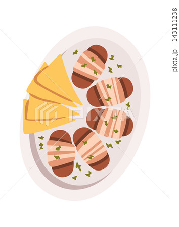 Pigs In Blankets On Serving Plate Cartoon Pigs In Blankets On Serving Plate Cartoon 143111238