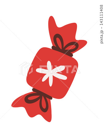 Candy Wrapped Sweet With Snowflake Motif Cartoon Candy Wrapped Sweet With Snowflake Motif Cartoon 143111408