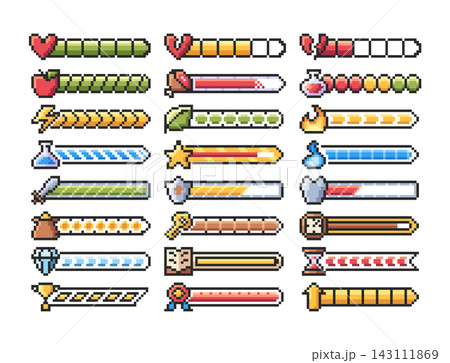 Loading Bar Game HUD Pixel Set Loading Bar Game HUD Pixel Set 143111869