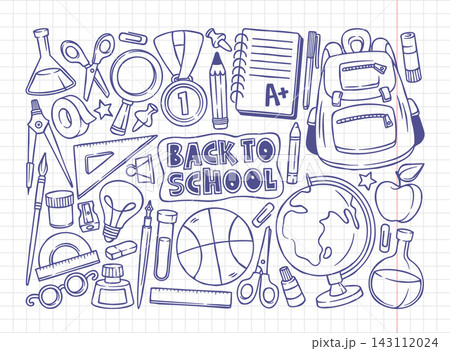 Back To School Doodle Border Hand Drawn 143112024