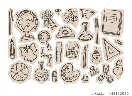 School Supplies Doodle Set On Paper 143112026