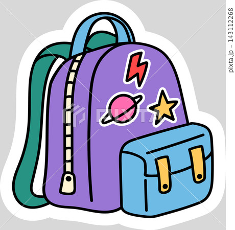 Backpack With Patches School Sticker Cartoon 143112268