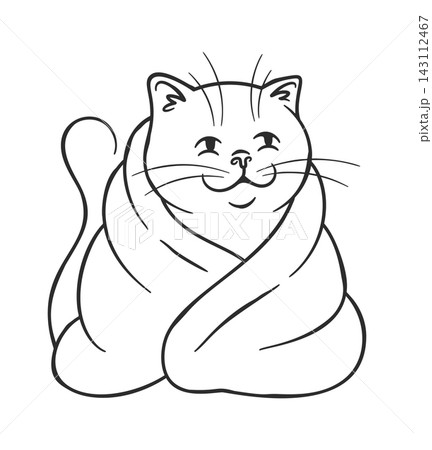 Cat Wrapped In Towel Line Art 143112467