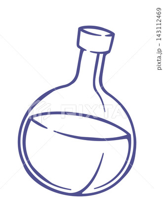 Flask With Liquid Laboratory Doodle Line Art Flask With Liquid Laboratory Doodle Line Art 143112469