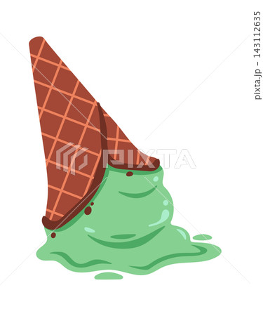 IceCream Dropped Cone Melt Mess Cartoon IceCream Dropped Cone Melt Mess Cartoon 143112635