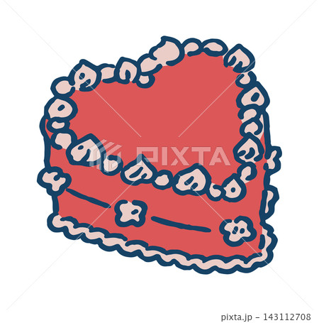Cake Heart Shape With Cream Doodle Style Cake Heart Shape With Cream Doodle Style 143112708