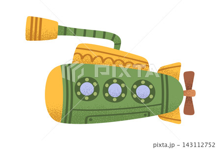 Submarine Underwater Exploration Cartoon Style 143112752