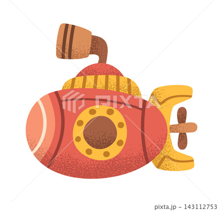 Submarine Sailing Underwater With Periscope Cartoon 143112753