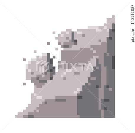 Landslide Rockfall On Cliff Pixel Art Landslide Rockfall On Cliff Pixel Art 143112887