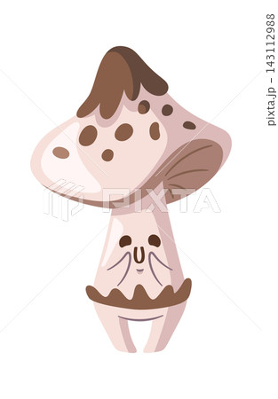 Mushroom Character Standing With Spots Cartoon 143112988