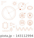 Scientific orbital diagrams with electronic circuits, waveforms and engineering graphics 143112994
