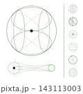 Abstract orbital sphere with intersecting trajectories and geometric construction 143113003