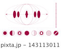 Abstract geometric orbital diagram with symmetrical elliptical paths and scientific visualization 143113011