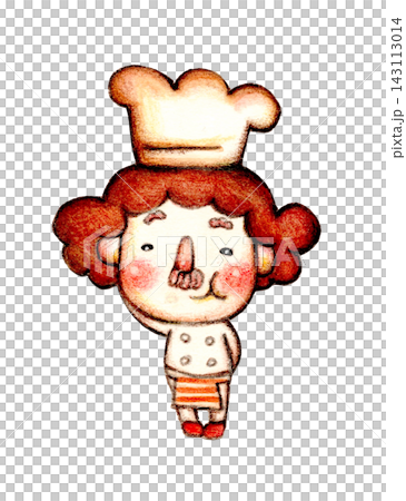 A hand-drawn illustration of a cute old man wearing a chef's hat. A hand-drawn illustration of a cute old man wearing a chef's hat. 143113014