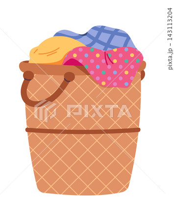 Laundry Basket Overflowing Clothes Household Cartoon Laundry Basket Overflowing Clothes Household Cartoon 143113204